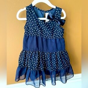 Dorissa Boutique Girls Dress Navy Blue Polka Dots Size 24 months